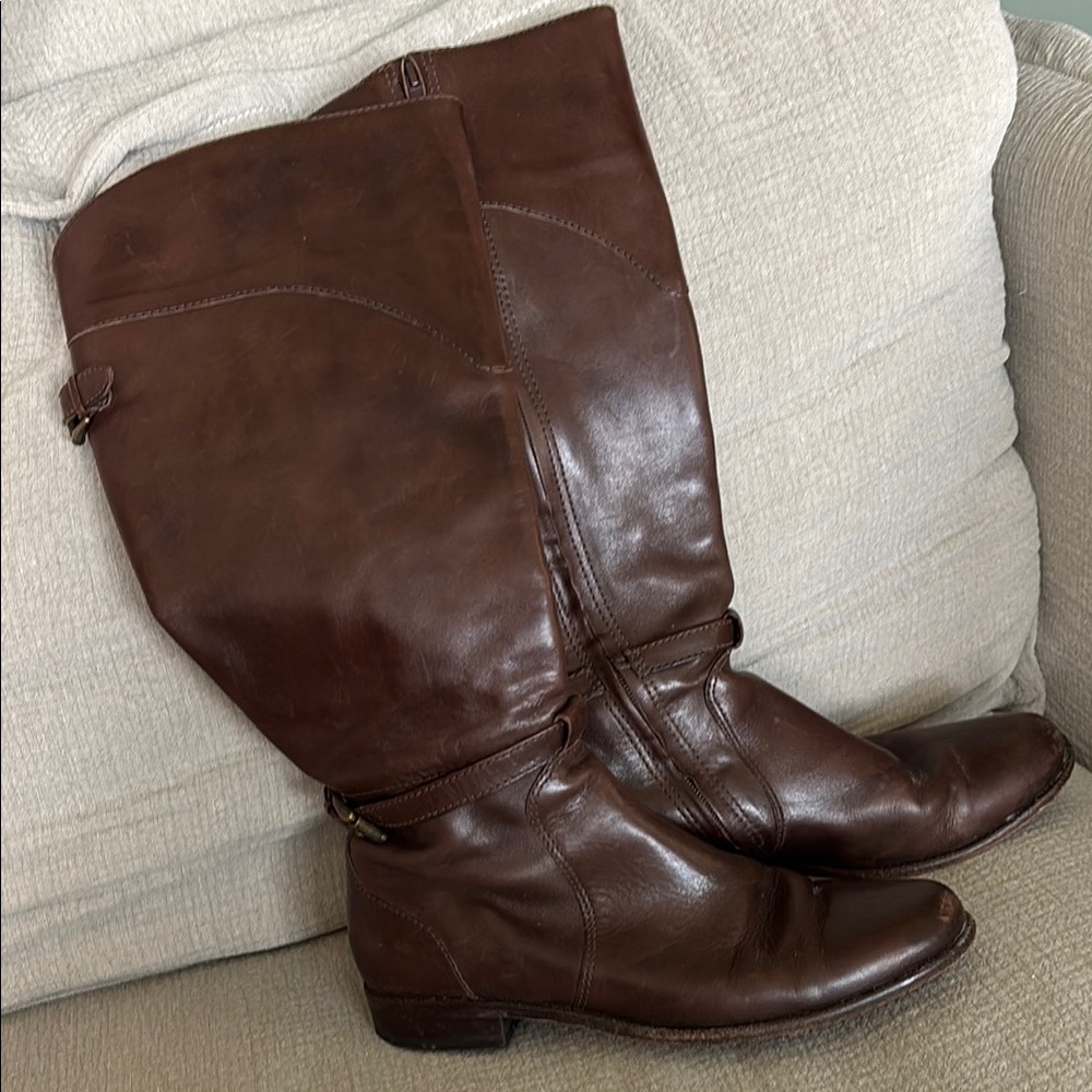 Brown Leather Knee-High Boots